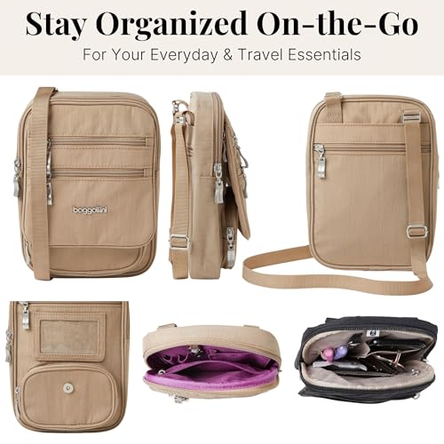 Baggallini Journey Crossbody Bags for Women 9x6 Small Lightweight Travel Handbag W/RFID - color: Beach