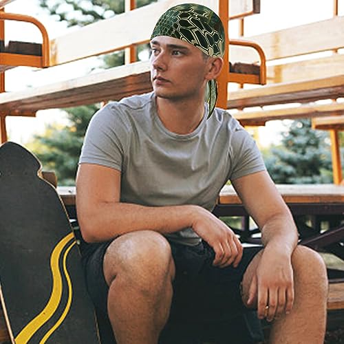 DOCILA 3 Pcs Do Rags for Men Skull Cap Bandana Hat Breathable Helmet Linner Beanie - color: Snakeskin