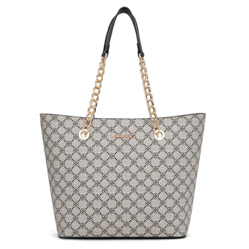 Montana West Tote Bag for Women Chain Top-handle Handbags - color: Black Lucky Clover