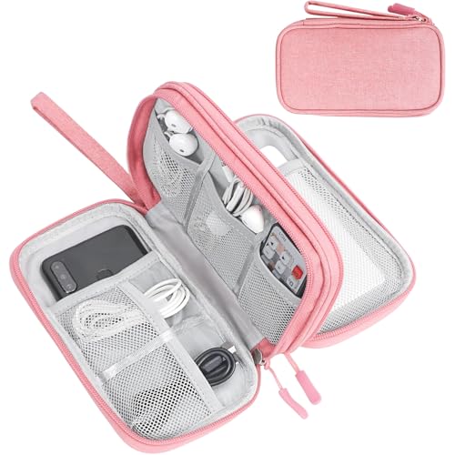FYY Electronic Organizer, Travel Bag, Pouch, Carry Case Portable Waterproof Double Layers for Cable, Cord, Charger, Phone, Earphone Pink - color: Pink, style: Small