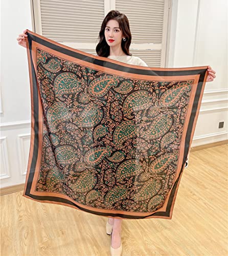 XL 43 Inch Extra Large Square Scarf Fashion Scarves Silk Feeling Hair Scarf Wrapping Scarfs Night Sleeping Headscarf - color: Ba101