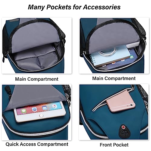 MOSISO Sling Backpack, Multipurpose Crossbody Shoulder Bag Travel Hiking Daypack - color: Deep Teal