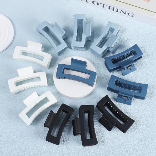 Sisiaipu 12 Pcs Medium Hair Clips, 3.5 Inch Square Claw Clips for Thick and Thin Hair - Blue - color: Blue