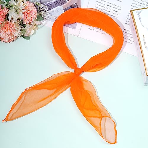 Fengek 9 Pcs Chiffon Scarf, 27.6 Inch Square Solid Color Bandana Handkerchief Ribbon Scarves for Women Girls - color: Multicolor 2