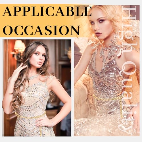 Gold Chain Belt For Women Adjustable Waist Belt Fashion Metal Dress Belts For Jeans Dresses Body Link Waist Chain - size: S: Fits waist 23.5-29.5 inches, style: Gold