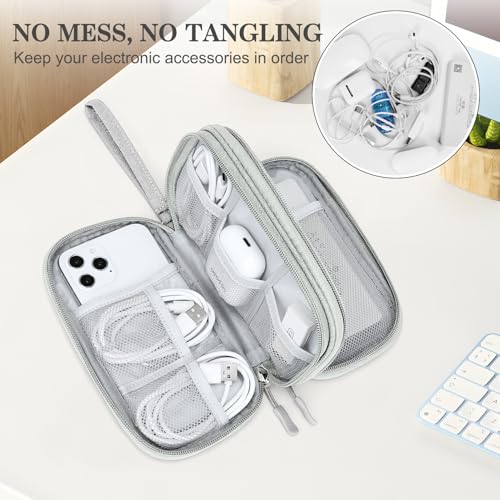 FYY Travel Cable Organizer Bag Pouch Electronic Accessories Carry Case Portable Waterproof Double Layers All-in-One Storage for Cord, Charger, Phone, Earphone Grey - color: Grey, style: Small