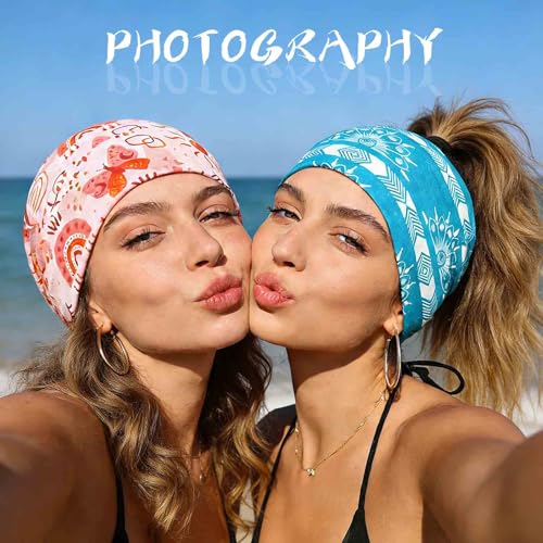 Acenail Boho Wide Headbands Floral Printed Turban Head Wraps Knotted Non Slip Hairbands Elastic Workout Running Yoga Hair Scarfs Bohemian Hair Accessories for Women 4Pcs (Bohemian) - color: Bohemian