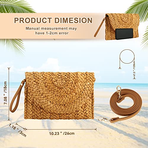 Summer Straw Shoulder Bag Straw Small Clutch Crossbody Bags for Women Boho Purse Handmade Envelope | Summer, Straw, Straw, Small, Boho, Handmade
