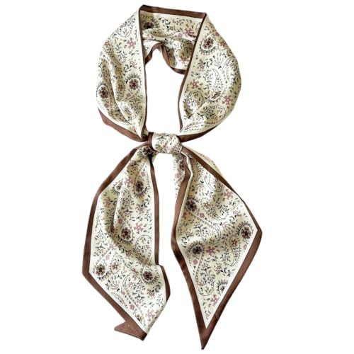 Silk Head Scarf for Hair Fashion Headwrap for Women Lightweight Neck Tie - color: X003-white Paisley