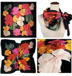 4 Pc Set Large 35 x 35 inches Satin Square Scarves Neck Hair Head Scarf Bundle - color: Set a