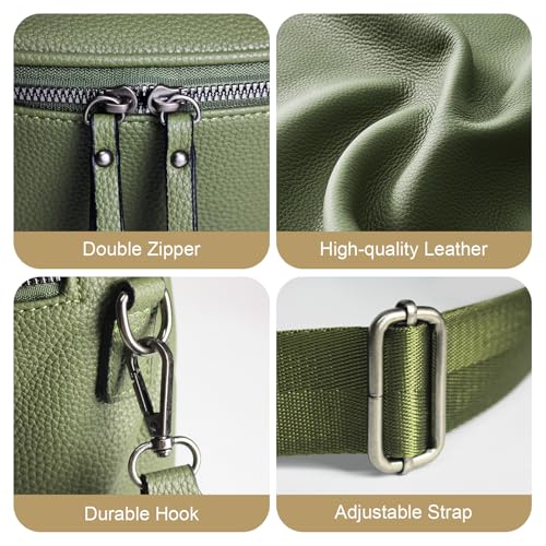 Crossbody Bags for Women, Large Vegan Leather Trendy Bum Bag - color: Dark Harbor Green