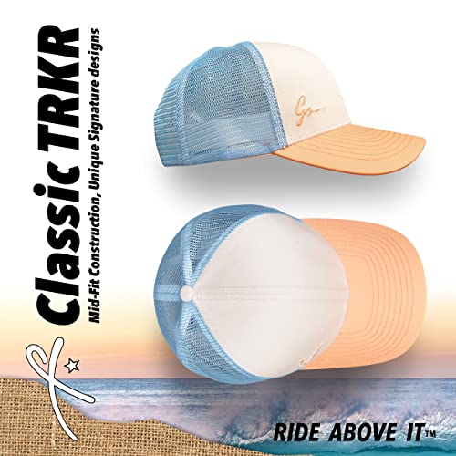 Grace Folly Beach Trucker Hats for Women- Snapback Baseball Cap for Summer - color: Classic Blue & Peach