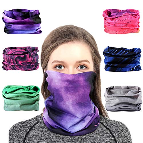 Toes Home 6PCS Outdoor Headband Elastic Seamless Bandana Neck Gaiter Scarf Sport Headwear Boho Series for Yoga Hiking - color: Multicolor