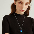 Yin Yang Pendant Necklace Chinese Philosophy Taoist Symbol Talisman Taichi Yoga Stainless Steel Charm Pendant Necklace Necklace for Women Men Valentines Birthday Thanksgiving Christmas - color: Blue
