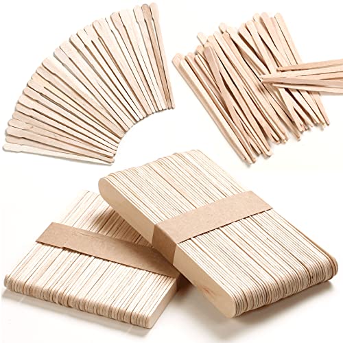 Wooden Wax Sticks - HOOMBOOM 520 Pcs Waxing Sticks - 4 Style Assorted Wooden Wax Sticks - for Body Legs Face Eyebrow Waxing Applicator Spatulas for Hair Removal or Wood Craft Sticks