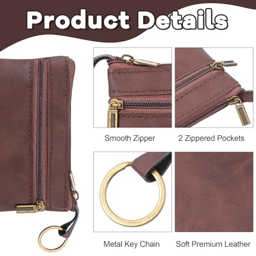 1 Pc Leather Change Purse For Women, Small Wallet With Zipper Mini Coin Purse Wallets, Brown Wallet Card Holder For Women Men