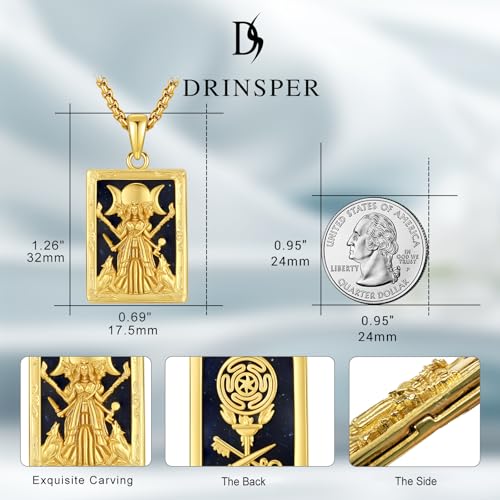 Hecate Tarot Card Necklace Triple Moon Hekate Goddess of Witches Pendant for Women Men 925 Sterling Silver 18k Gold Plated Hecate Ancient Greek Mythology Witchcraft Magic Amulet Jewelry Gift - style: Hecate Tarot Card Necklace-C