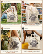 Miss Adola Canvas Tote Bag with Zipper – Cute Canvas Bags for Women Aesthetic Design Reusable Totes for Shopping Work Travel - style: Dog Paw