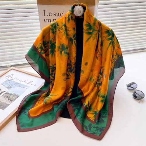 XL 43 Inch Extra Large Square Scarf Fashion Scarves Silk Feeling Hair Scarf Wrapping Scarfs Night Sleeping Headscarf - color: Ba1029