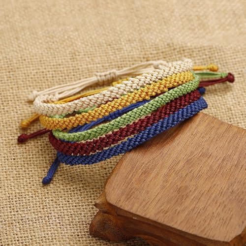 1/2Pcs Set Tibetan Rope Braided Rope String Adjustable Bracelet for Women Men Jewelry Handmade Bohemian Lucky Protection Bracelet Colorful - color: Beige