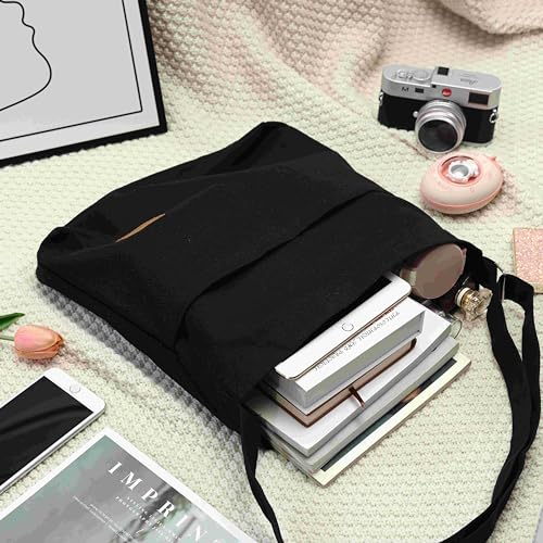 COOLOME Canvas Tote Bag for Women - Crossbody, Shoulder, Travel & Beach Bag - color: Blackp