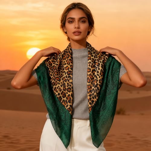 XL 43 Inch Extra Large Square Scarf Fashion Scarves Silk Feeling Hair Scarf Wrapping Scarfs Night Sleeping Headscarf - color: Ba1035