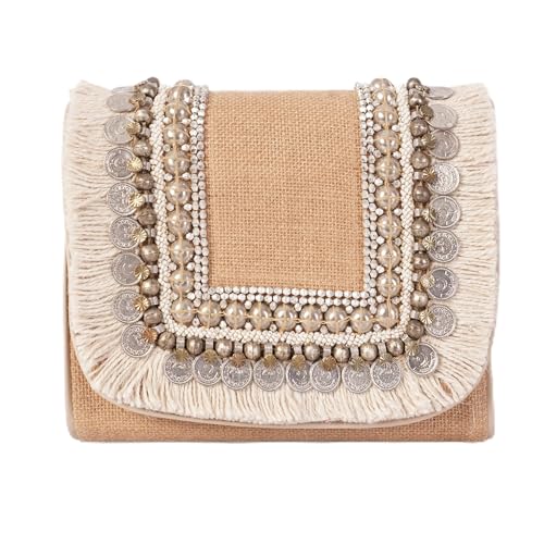 Embroidered Straw Clutch Purse – Summer Beach Boho Designer Woven Envelope Handbag for Women, Vacation Gift - style: Nautical Purse