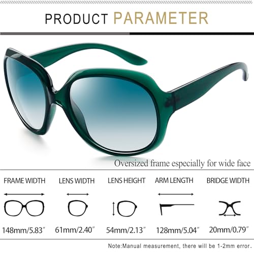 Joopin Oversized Sunglasses Womens Trendy Polarized Large Driving Sun Glasses Ladies UV Protective Big Sunnies Shades - color: B17-clear Green/Gradient Green
