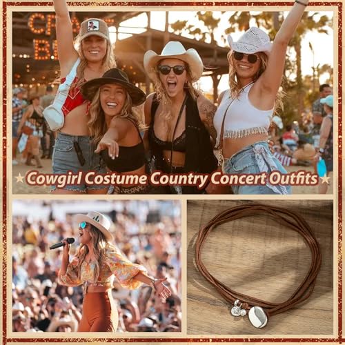 Harry and Henry Boho Necklaces for Women Western Jewelry Suede Choker Long Layered Necklaces Cowgirl Necklace Country Concert Jewelry for Women - color: D:Boho Choker Necklace