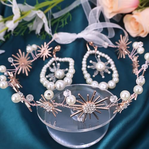 Boho Floral Crown for Women– Adjustable Faux Silk Flower Headband, Handmade Wedding Hair Accessory for Festivals & Photoshoots, Flower Hair Crown for Women (Gold Sunflower, Adjustable) - color: Gold Sunflower