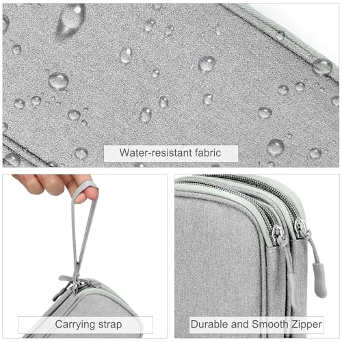 FYY Travel Cable Organizer Bag Pouch Electronic Accessories Carry Case Portable Waterproof Double Layers All-in-One Storage for Cord, Charger, Phone, Earphone Grey - color: Grey, style: Small