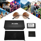 Joopin Retro Small Round Sunglasses Hippie Circle Sun Glasses Polarized UV400 Protection Metal Shades for Men Women - color: A11-golden Frame Gradual Brown