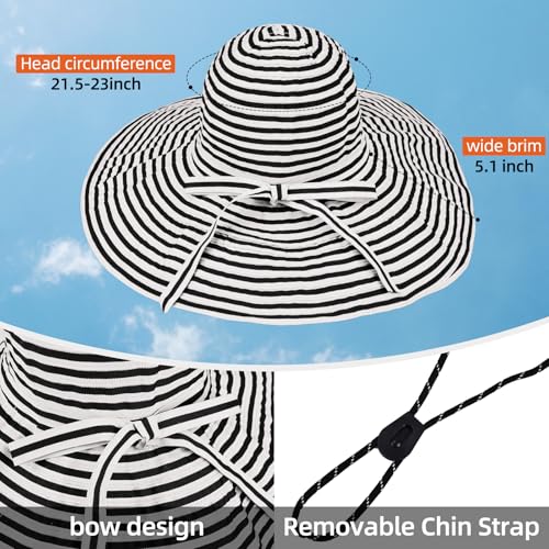 Sun Hat for Men Women UV Protection Wide Brim Fishing Hats Breathable UPF 50+ Boonie Bucket Hats Beach Safari Hiking Garden - color: Black/White