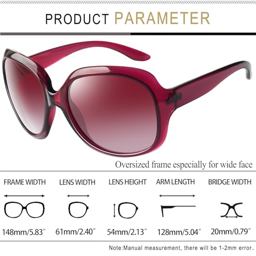 Joopin Oversized Sunglasses Womens Trendy Polarized Large Driving Sun Glasses Ladies UV Protective Big Sunnies Shades - color: B18-transparent Rose Red