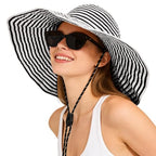 Sun Hat for Men Women UV Protection Wide Brim Fishing Hats Breathable UPF 50+ Boonie Bucket Hats Beach Safari Hiking Garden - color: Black/White