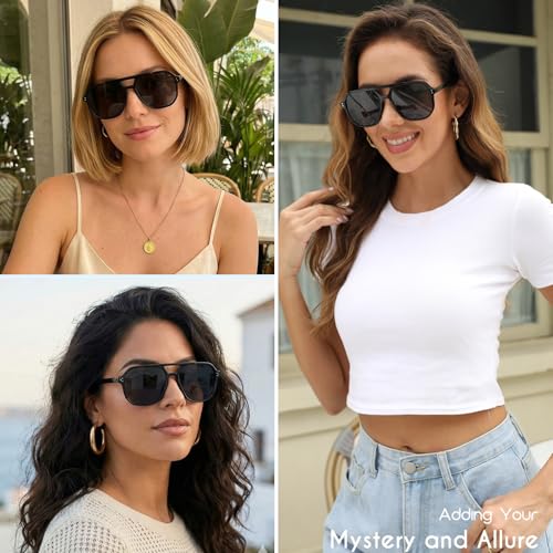 mosanana Oversized Aviator Sunglasses for Women and Men with Polarized Lens MS52243 - color: C3-creamywhite
