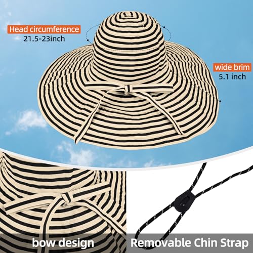 Sun Hat for Men Women UV Protection Wide Brim Fishing Hats Breathable UPF 50+ Boonie Bucket Hats Beach Safari Hiking Garden - color: Black/Beige