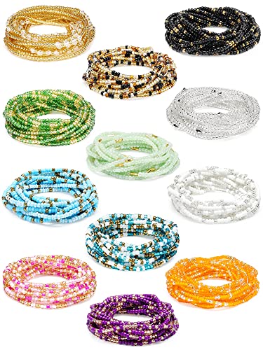 Fumete 12 Pcs Waist Beads Set Handmade African Belly Beads Chain Plus Size Body Jewelry Non Stretching Belly Chain for Women - size: 70 Inch, style: Vintage