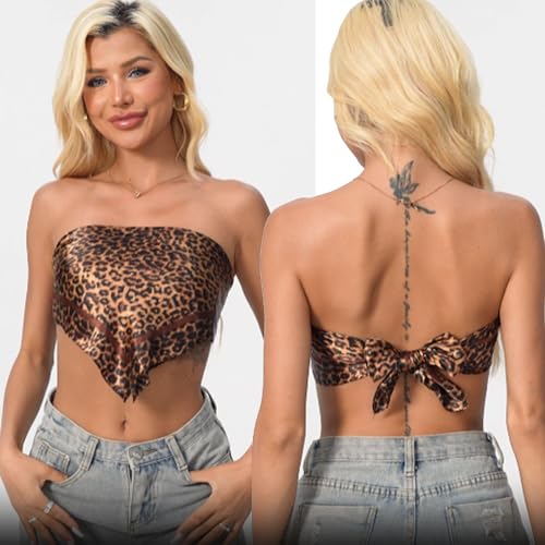 Leopard Print Head Scarf for Women Like Silk Satin Scarf for Hair Wrapping at Night Bandana Square Scarf 35 Inches - color: Dark Coffee