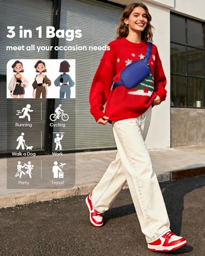 Pritent Fanny Packs for Women Cross Body Bag Waterproof Belt Bag with Adjustable Strap and Zipper Back Pocket Small Crossbody Bags Fashion Waist Packs for Workout Travelling(Blue) - color: Blue, size: Small