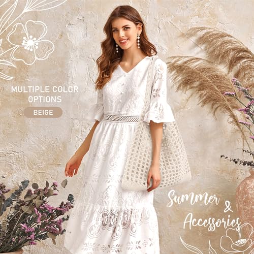 EIMMBD Crochet Bags for Women Beach Totes Bags Aesthetic Summer Tote Shoulder Hippie Bag Knit Bag - color: Standard Beige-b