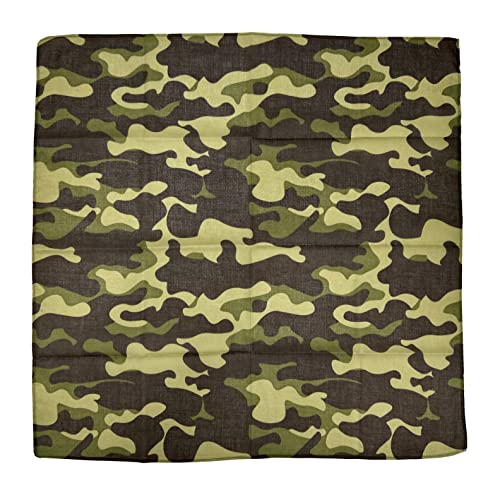 Bandanas for Women and Men，3 Pack Super Soft Thin 60s Preium Cotton 22 inch Handkerchiefs - color: 3 Pack-camo