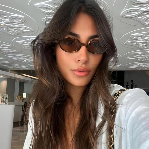 BOTEN Retro Oval Sunglasses for Women Men Small 90s Sun Glasses Trendy Round Shades Cute Designer Sunnies - color: Tortoise Frame - Brown Lens