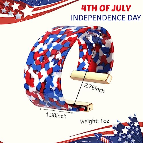 FAERLIIRY Cuff Bracelet for Women Acrylic Resin Bracelets Statement Bangle Bracelet Adjustable Bracelet Wide Chunky Bracelets for Women - color: Red White Blue