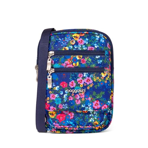 Baggallini Journey Crossbody Bags for Women 9x6 Small Lightweight Travel Handbag W/RFID - color: Flower Market