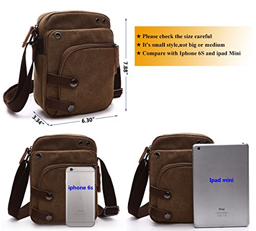 Collsants Mini Crossbody Bags for Women and Men - Small Purses and Handbags - Travel Bag - Canvas Shoulder Purse - color: Coffee