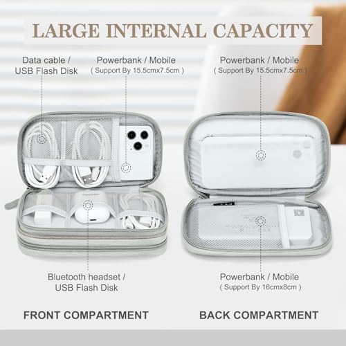 FYY Electronic Organizer, Travel Cable Organizer Bag Pouch Electronic Accessories Carry Case Portable Waterproof Double Layers All-in-One Storage Bag for Cable, Cord, Charger, Phone, Earphone Khaki - color: Khaki, style: Small