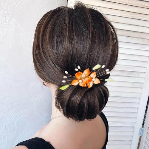 5PCS Flower Tassels Hairpin for Women, Chinese Tassel Hair Stick Peony Flower Crystal Pearl Hanfu Metal Hair Pins Sticks Chopsticks Bun Updo Holders Accessories for Women Girls (Style 4)