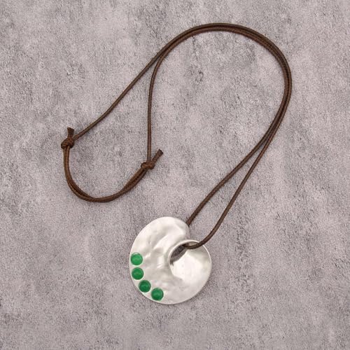 JAOYU Bohemian Necklaces for Women Leather Necklace Wood Pendant Choker Long Brown Necklace Chunky Circle Boho Hippie Jewelry - style: Bohemian Large Pendant Necklace