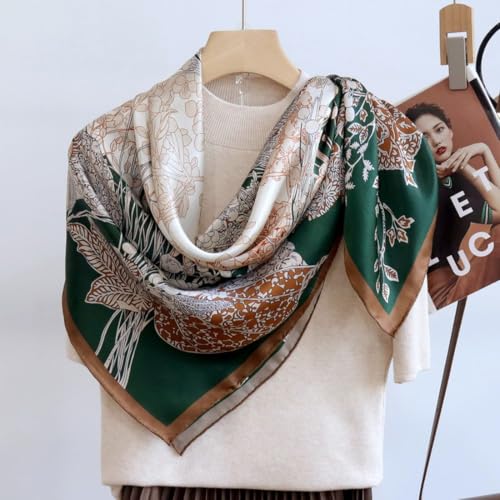 XL 43 Inch Extra Large Square Scarf Fashion Scarves Silk Feeling Hair Scarf Wrapping Scarfs Night Sleeping Headscarf - color: Ba1011